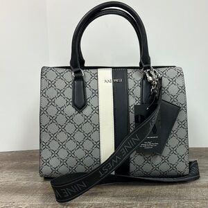 NEW Nine West JERICA Carryall Tote With Card Case Set -Granite Logo